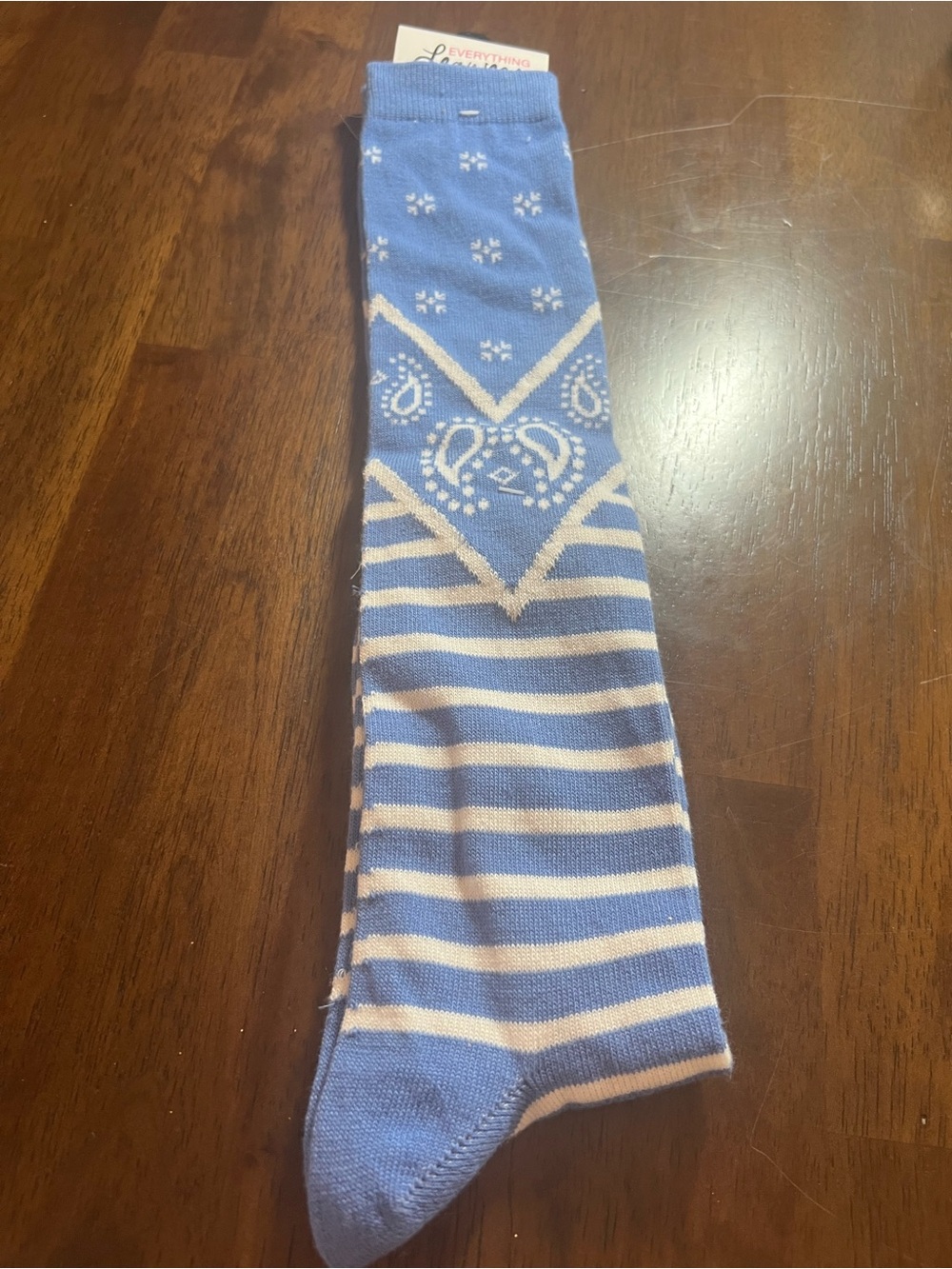 Women’s Light Blue & White Patterned Knee-High Socks